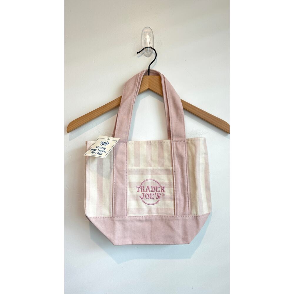 Trader Joe's Mini Striped Canvas Tote Bag Set NWT - Picture 8 of 10